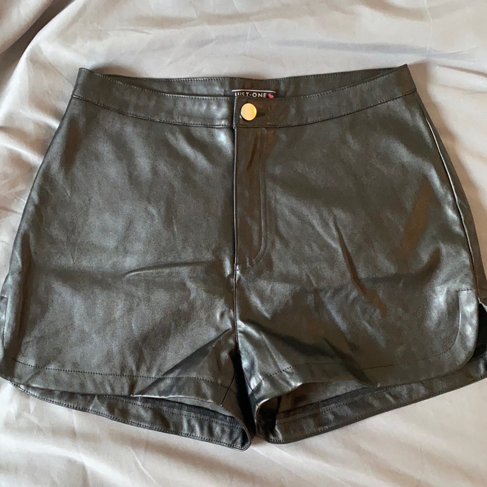 Black Leather Biker Shorts